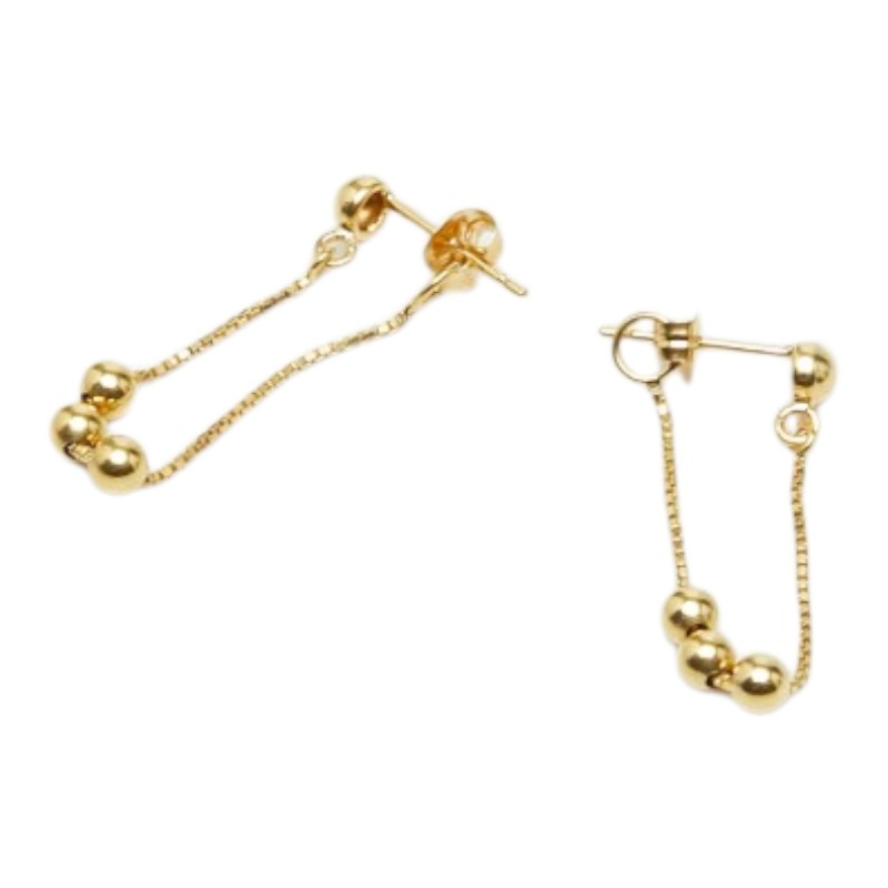 K18YG イエローゴールド チェーン ボールモチーフ スタッドピアス ピアス レディース 【中古】｜【銀座パリス】　店