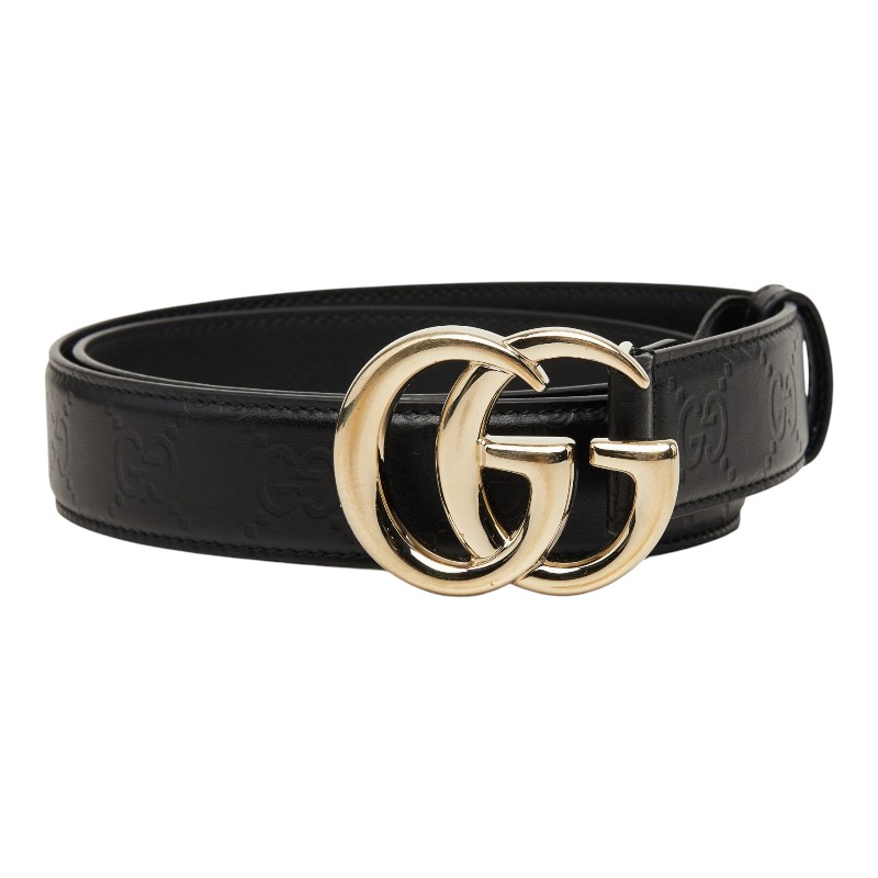 グッチ ダブルG バックル ベルト 75/30 625839 ブラック レザー レディース GUCCI 【中古】｜【銀座パリス】　店