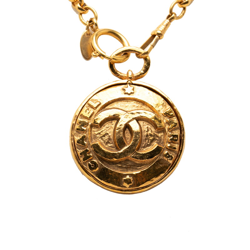 シャネル ヴィンテージ ココマーク ミラーネックレス ペンダント チェーン ローグ ゴールド メッキ レディース CHANEL 【中古】｜【銀座パリス】　店
