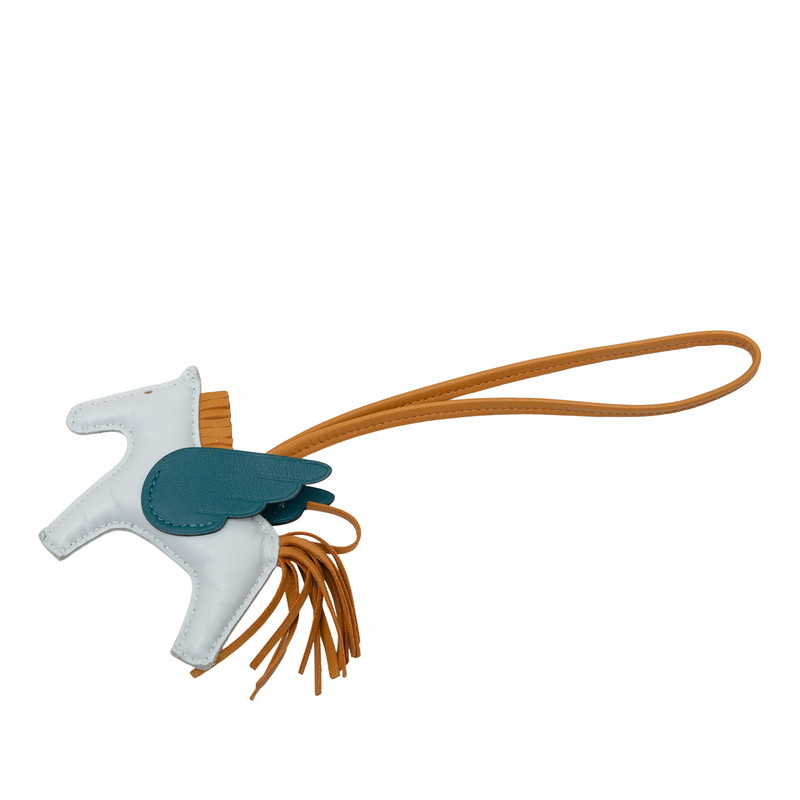 エルメス ロデオ ペガサス PM バッグチャーム ブルー系 ベージュ アニョーミロ レディース HERMES 【中古】｜【銀座パリス】　店