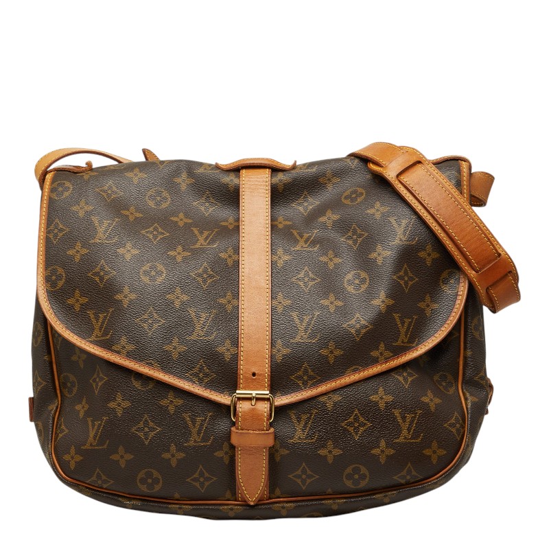 ルイ ヴィトン モノグラム ソミュール35 斜め掛け ショルダーバッグ M42254 ブラウン PVC レザー レディース LOUIS VUITTON 【中古】｜【銀座パリス】　店