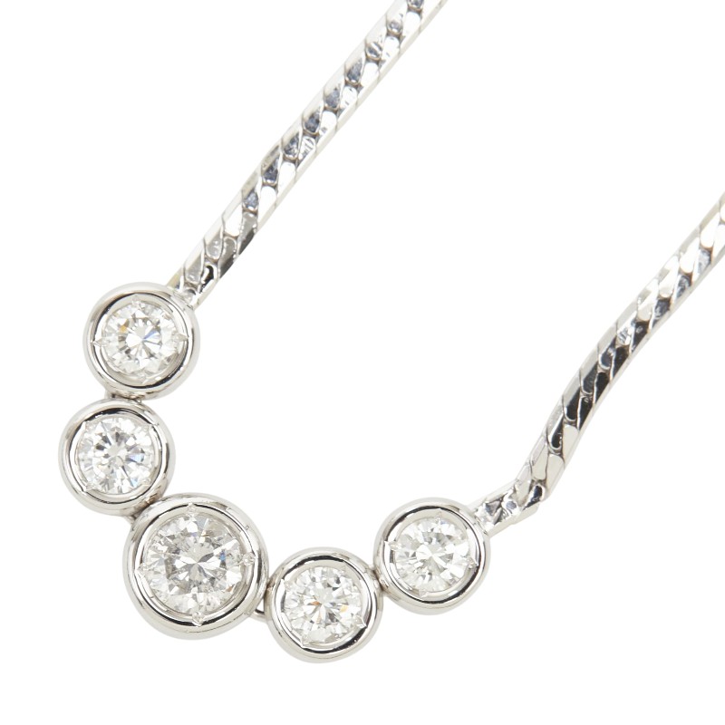 Pt900 プラチナ Pt850 プラチナ ダイヤ1.455ct 5連 ペンダント ネックレス レディース 【中古】|【銀座パリス】 店