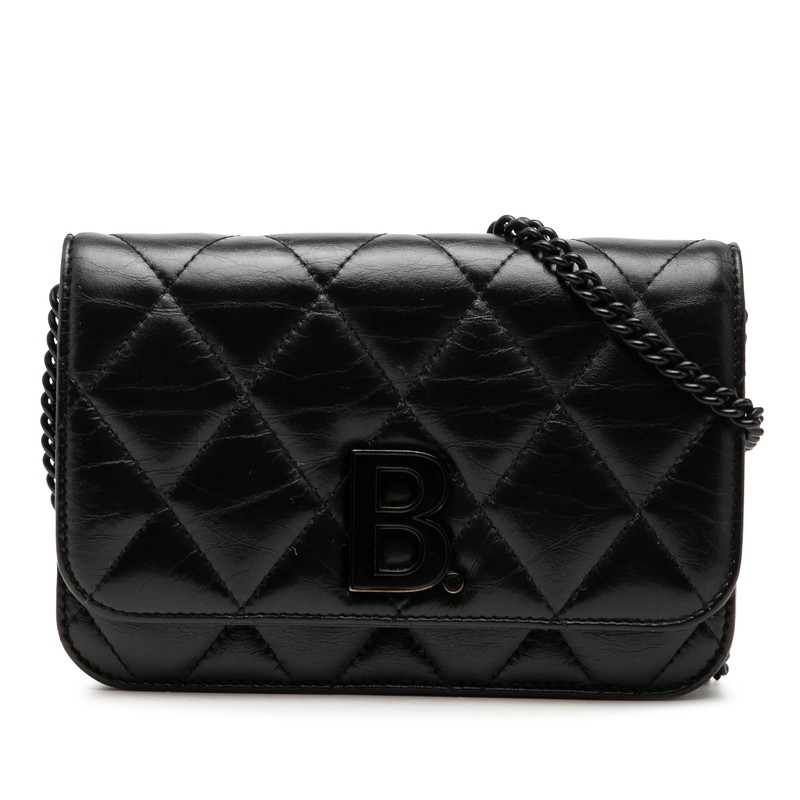 バレンシアガ ビードット 斜め掛け チェーンウォレット ショルダーバッグ 593615 ブラック レザー レディース BALENCIAGA 【中古】｜【銀座パリス】　店