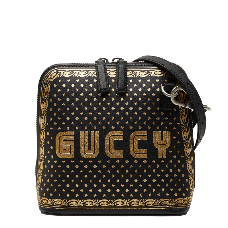 グッチ &times; SEGA GUCCY 斜め掛け ショルダーバッグ 511189 ブラック レザー レディース GUCCI 【中古】｜【銀座パリス】　店