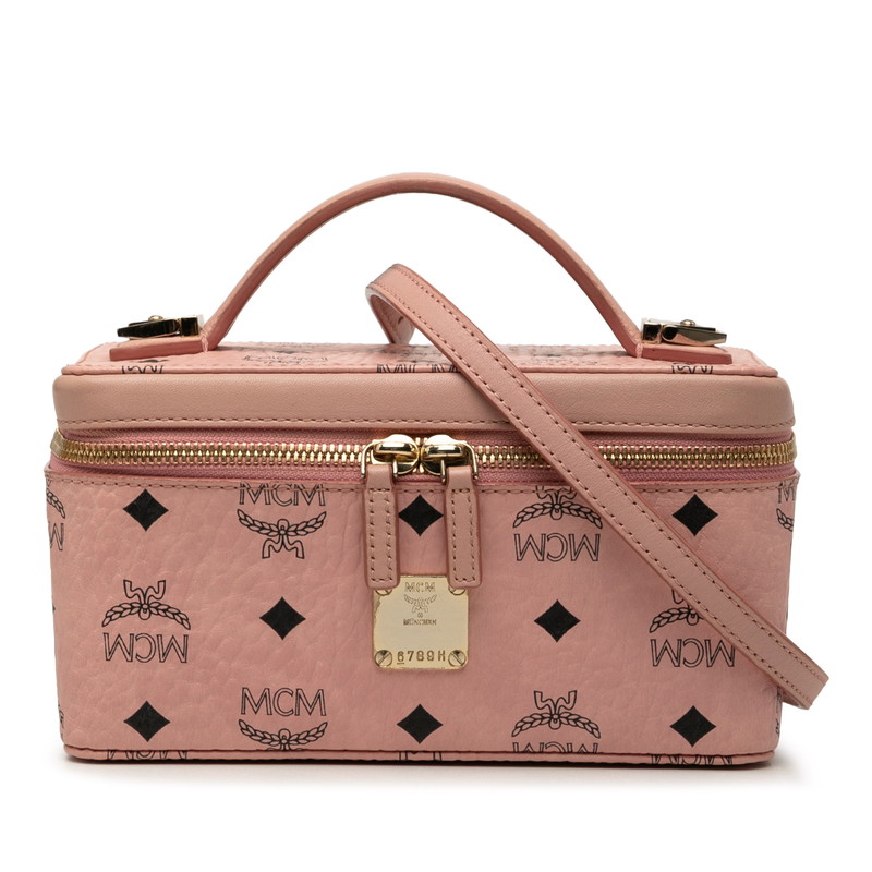 エム シー エム ヴィセトス ロゴグラム ハンドバッグ ショルダーバッグ 2WAY ピンク PVC レザー レディース MCM 【中古】｜【銀座パリス】　店