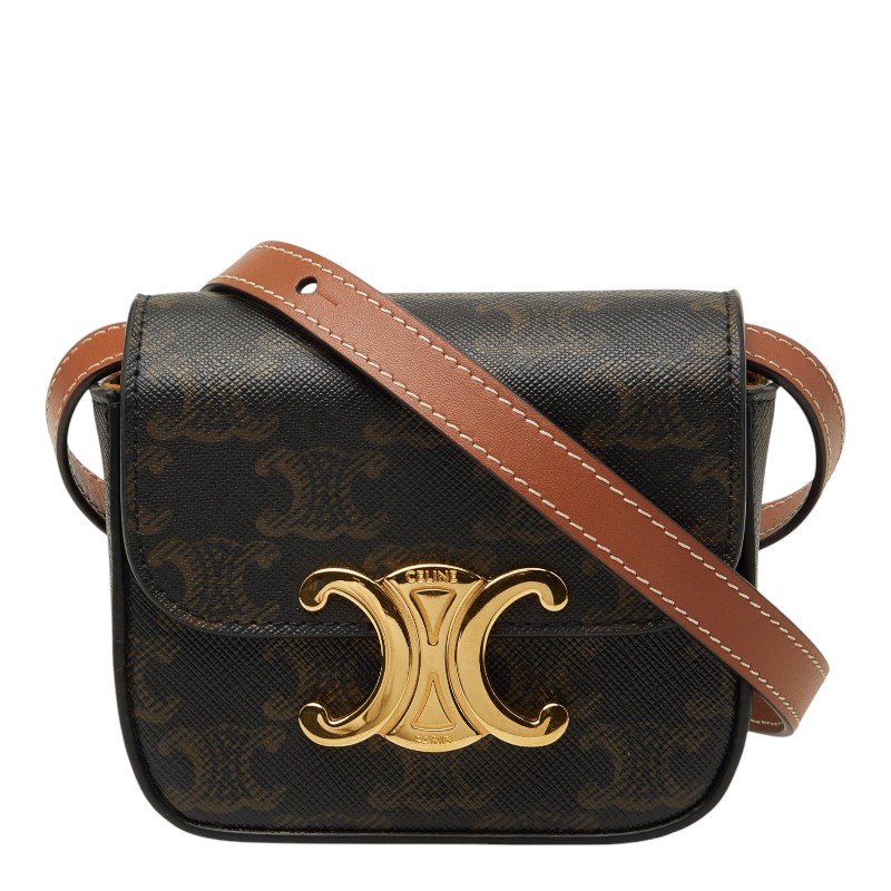 セリーヌ トリオンフ ミニクロード 斜め掛け ショルダーバッグ ブラック ブラウン PVC レザー レディース CELINE 【中古】|【銀座パリス】 店