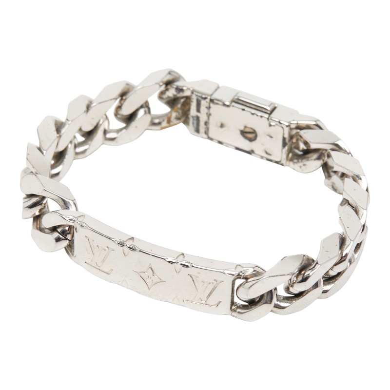 Louis Vuitton Monogram Bracelet LV Signature Chain Bracelet M62486 Silver Metal Mens LOUIS VUITTON [pre]