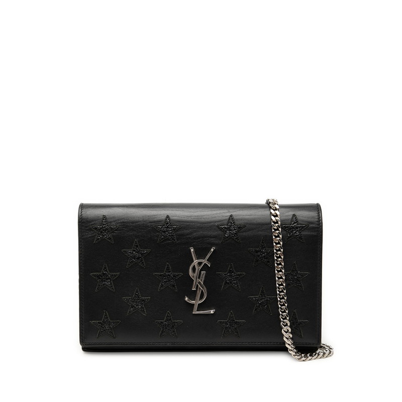 サンローラン スター YSLロゴ チェーン ショルダーバッグ ウォレット INN442015 0616 ブラック レザー レディース SAINT LAURENT 【中古】｜【銀座パリス】　店