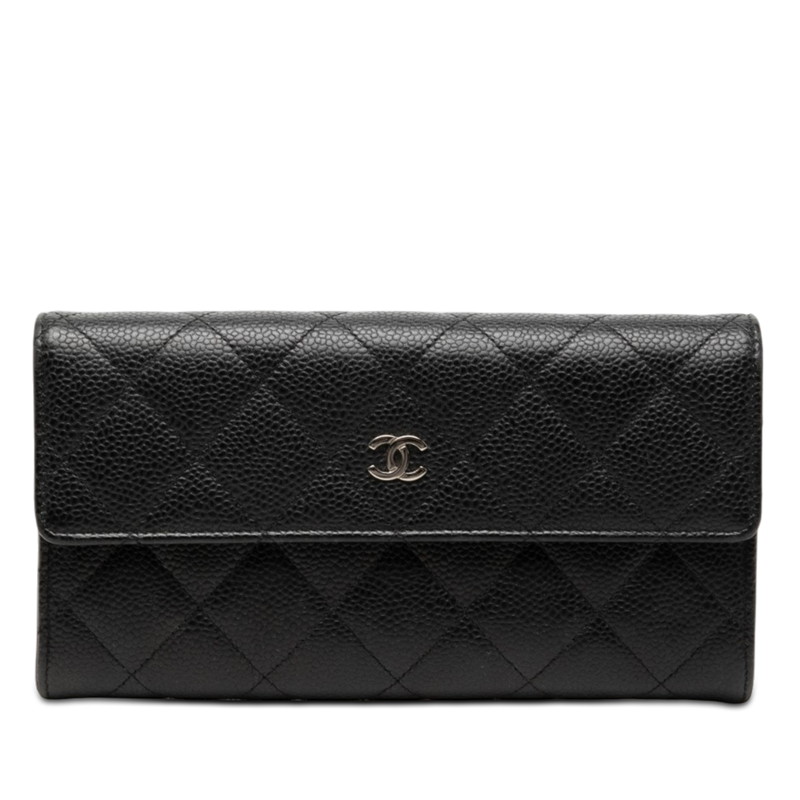 シャネル マトラッセ ココマーク 長財布 ブラック キャビアスキン レディース CHANEL 【中古】｜【銀座パリス】　店 57,365円