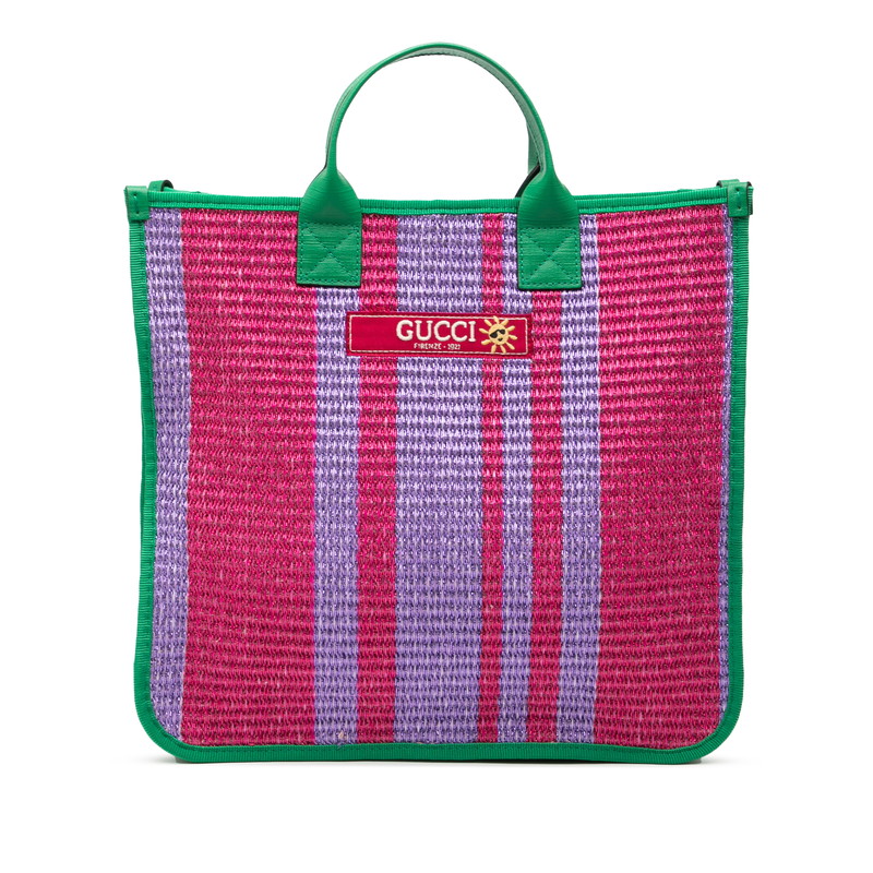 グッチ チルドレンズ トートバッグ ハンドバッグ 605831 パープル グリーン ファブリック レディース GUCCI 【中古】｜【銀座パリス】　店