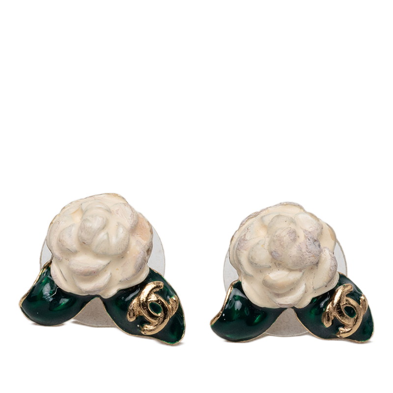 シャネル ココマーク カメリア ピアス 04A ゴールド ホワイト グリーン メッキ レディース CHANEL 【中古】|【銀座パリス】 店