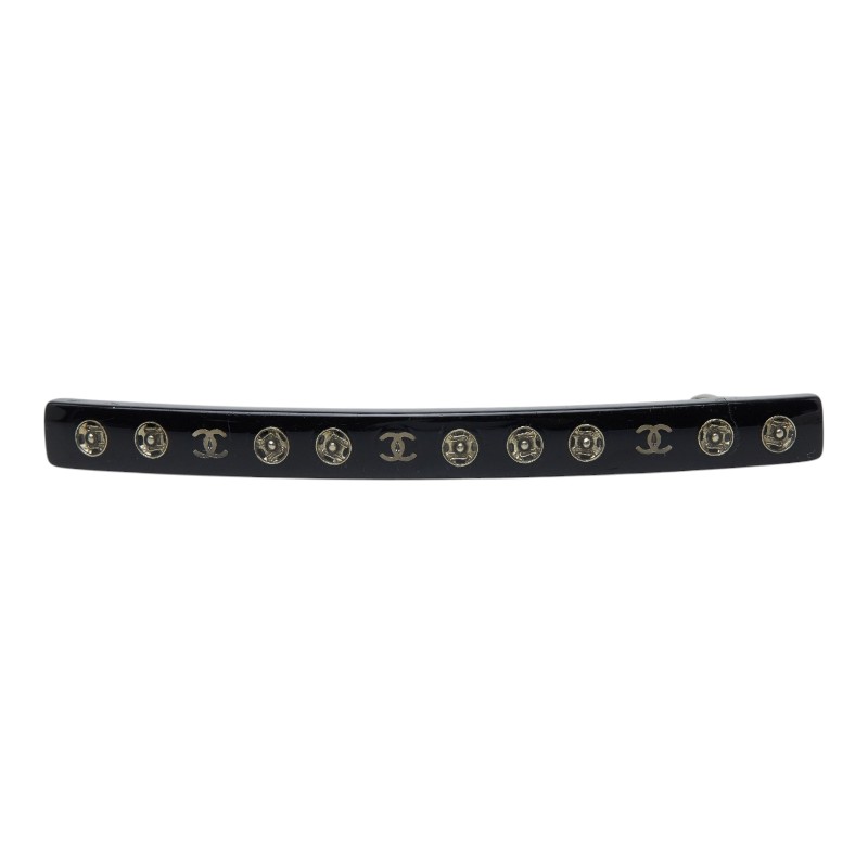 シャネル ココマーク バレッタ ヘアアクセサリー 03A ブラック シルバー プラスチック メタル レディース CHANEL 【中古】｜【銀座パリス】　店