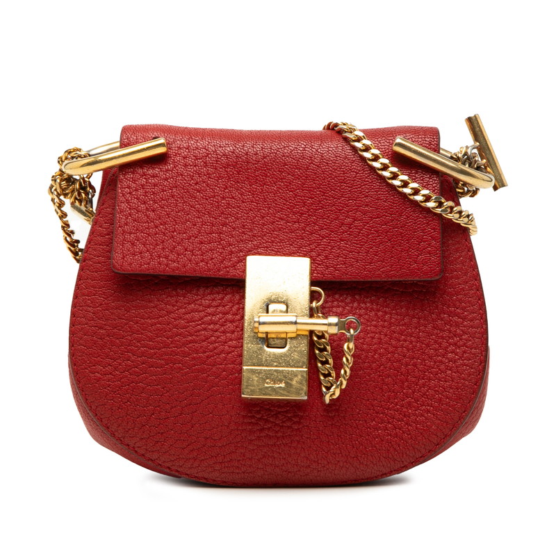 クロエ ドリュー ミニ 斜め掛け チェーン ショルダーバッグ レッド ゴールド レザー メッキ レディース Chloe 【中古】|【銀座パリス】 店