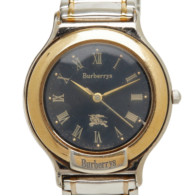バーバリー ロゴ 腕時計 6031-G03600 クオーツ ブラック文字盤 ステンレススチール メッキ レディース BURBERRY 【中古】|【銀座パリス】 店