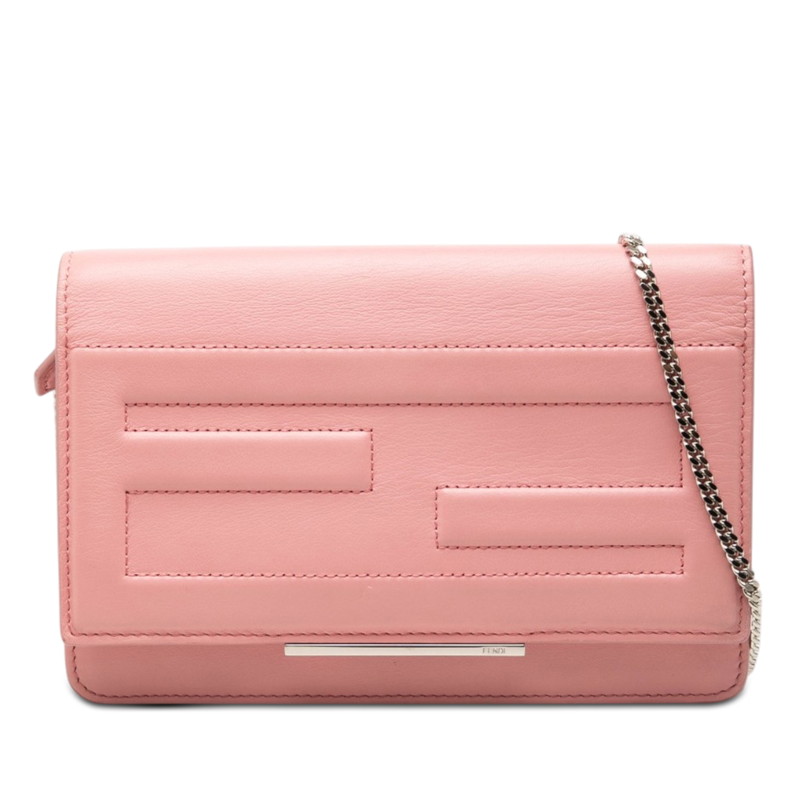フェンディ チェーン ショルダーバッグ ウォレット 8M0346 ピンク レザー レディース FENDI 【中古】|【銀座パリス】 店