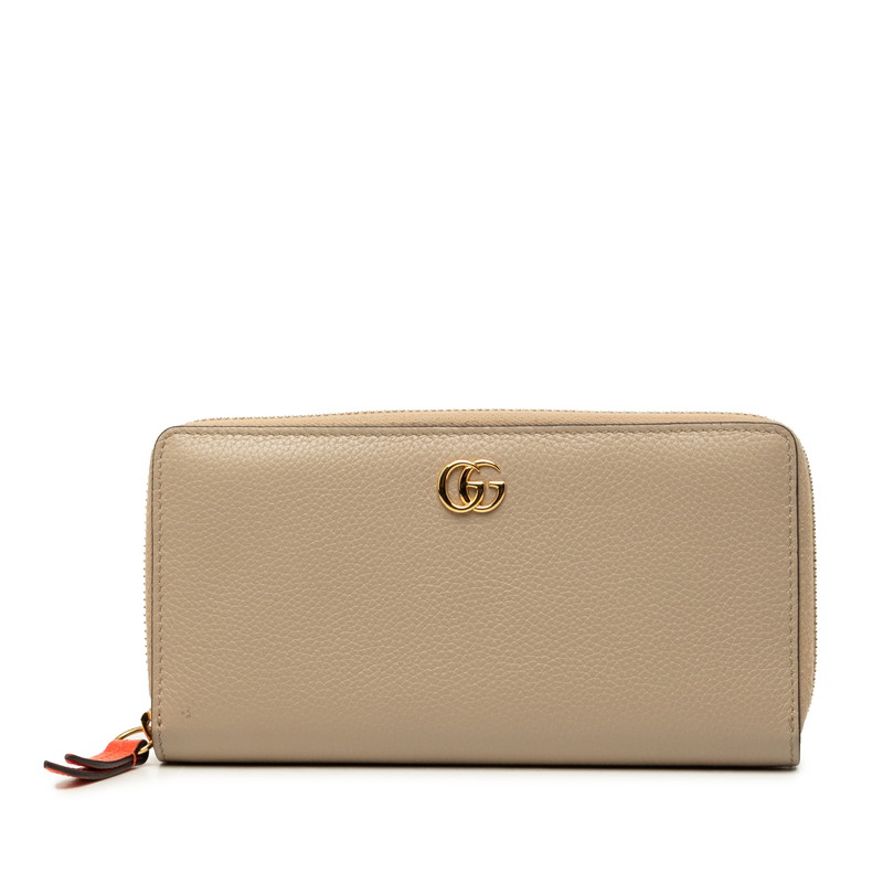 グッチ ダブルG ジップアラウンドウォレット 長財布 456117 ベージュ レッド レザー レディース GUCCI 【中古】|【銀座パリス】 店