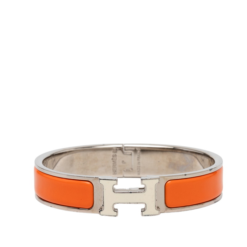 エルメス クリックH PM ブレスレット バングル シルバー オレンジ アイボリ メタル レディース HERMES 【中古】|【銀座パリス】 店
