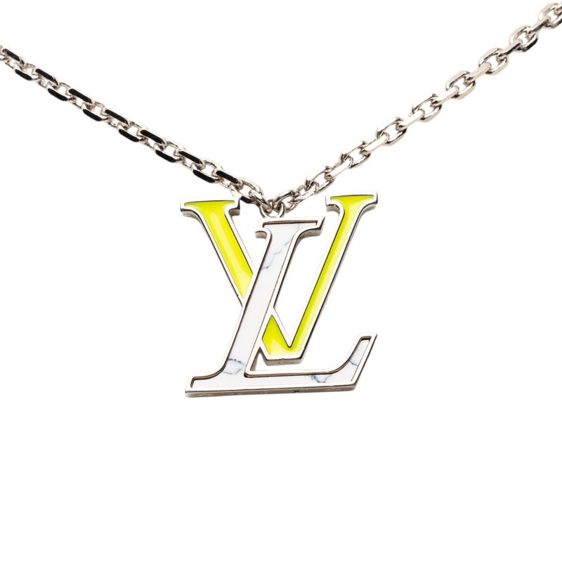 ルイ ヴィトン ペンダント LV カラーズ チェーン ネックレス M00526 シルバー イエロー系 ホワイト メタル レディース LOUIS VUITTON 【中古】|【銀座パリス】 店