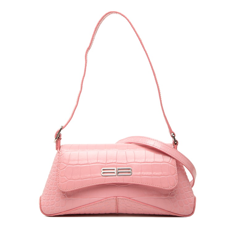 バレンシアガ XX スモール Flap クロコ型押し ハンドバッグ ショルダーバッグ 695645 ピンク レザー レディース BALENCIAGA 【中古】|【銀座パリス】 店