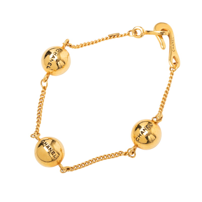シャネル ロゴ ボール ブレスレット ゴールド メッキ レディース CHANEL 【中古】｜【銀座パリス】　店