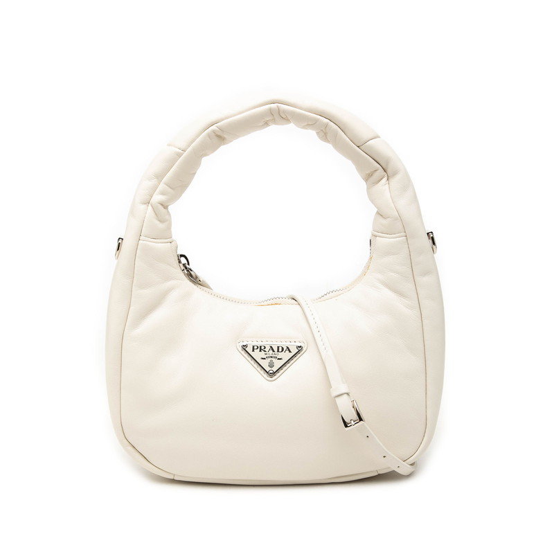 プラダ 三角ロゴプレート ハンドバッグ ショルダーバッグ 2WAY 1BA384 ホワイト パデッドナッパレザー レディース PRADA 【中古】|【銀座パリス】 店