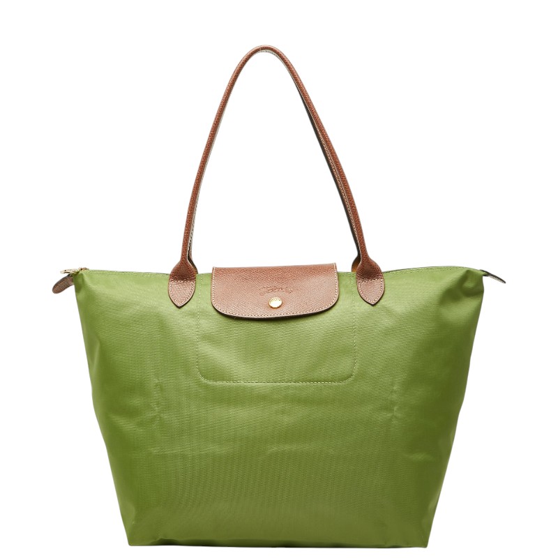 ロンシャン ル プリアージュL トートバッグ ショルダーバッグ グリーン ブラウン ナイロン レザー レディース Longchamp 【中古】｜【銀座パリス】　店 9,856円