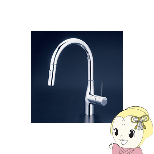 【ｴﾝﾄﾘｰで当店全品最大P5倍 7/19 20時～7/26 1:59迄】【直送】 KVK 撥水シングルシャワー付混合栓吐水口回転規制160&deg; KM6061ECHS【KK9N0D18P】｜ぎおん店