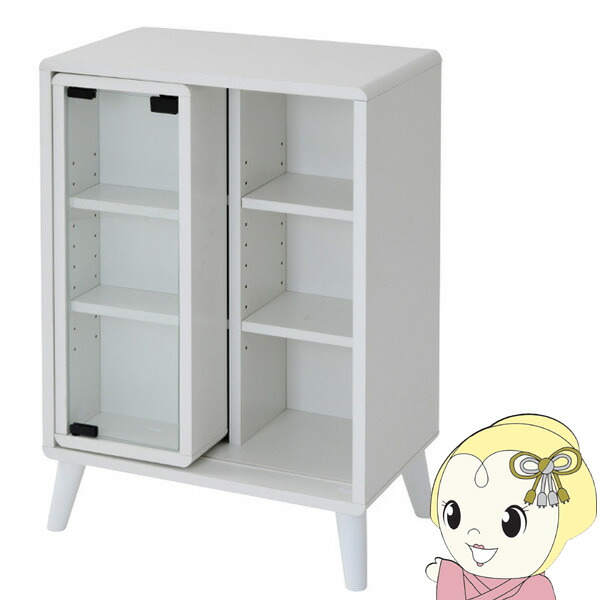 スライドラック Pico 収納 キャビネット 脚付き 本棚 一人暮らし かわいい ロータイプ JKプラン おしゃれ　ホワイト【KK9N0D18P】