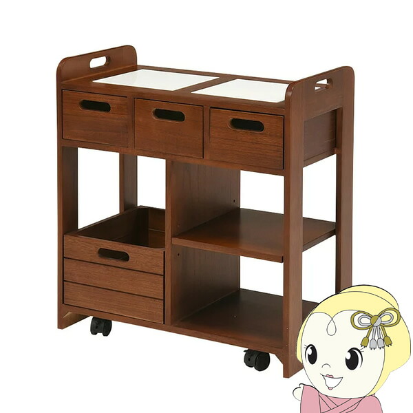 【ｴﾝﾄﾘｰで当店全品最大P5倍 7/19 20時～7/26 1:59迄】ワゴン【メーカー直送】 萩原 ハギハラ キッチンワゴン ブラウン MUD-6410BR【KK9N0D18P】｜ぎおん店