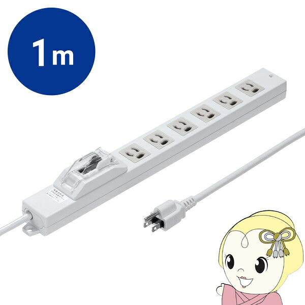 【ｴﾝﾄﾘｰで当店全品最大P5倍 7/19 20時～7/26 1:59迄】電源タップ 延長コード 1m 漏電ブレーカータップ 3P 6個口 サンワサプライ TAP-BR36LN-1【KK9N0D18P】｜ぎおん店