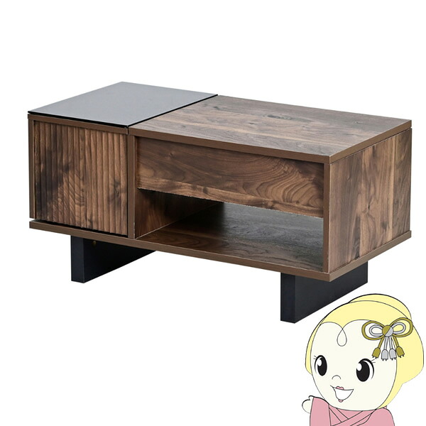 【4/18限定 ﾀﾞｲﾔﾓﾝﾄﾞ会員ならｴﾝﾄﾘｰで当店全品最大P8倍】リフティングテーブル ローテーブル ガラス 天板 リビングテーブル 収納 付き テーブル 天板昇降 和モダン 伸縮 ブラウン 幅80 木製 おしゃれ【KK9N0D18P】