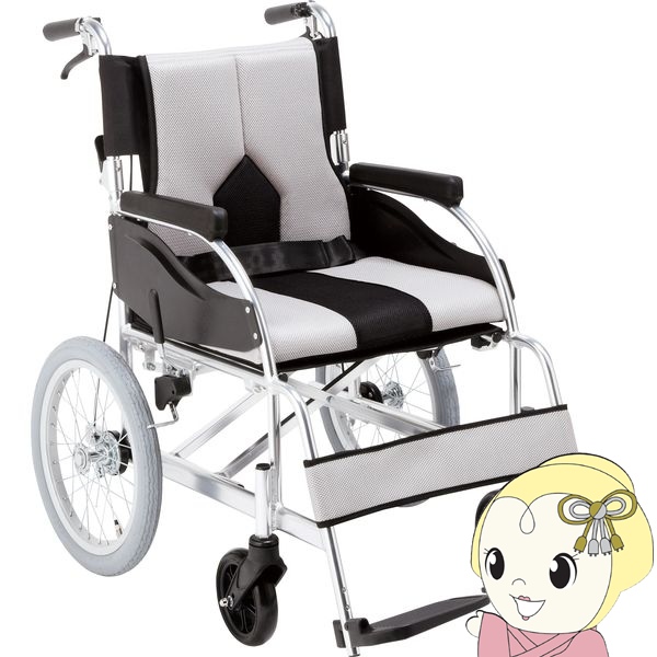 【ｴﾝﾄﾘｰで当店全品最大P5倍 7/19 20時～7/26 1:59迄】車椅子 介助式車椅子 車いす 折りたたみ 背折れ 介助ブレーキ 標準 カラーズシリーズ KC-3LG ライトグレー マキテック【KK9N0D18P】｜ぎおん店 27,755円