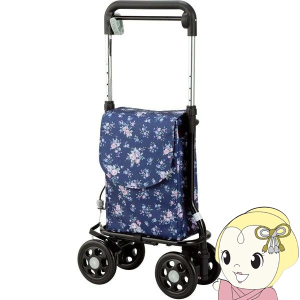 【エントリーで当店全品最大P5倍 7/19 20時~7/26 1:59迄】マキテック 横押しキャリー 横押しカート どこでもキャリー 右手専用 紺花柄 介護用品 シルバーカー プレゼント ギフト RS-300KH【KK9N0D18P】|ぎおん店