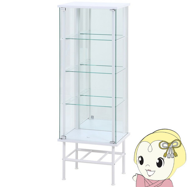 コレクションケース フィギュアケース 4段 幅48.6×奥行38.2×高さ142cm ホワイト 強化ガラス 収納棚 スタンド 背面ミラー【KK9N0D18P】