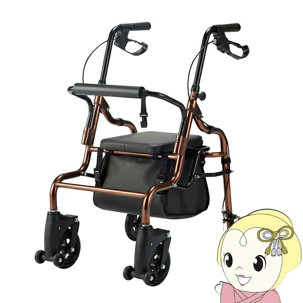 歩行車 歩行器 コエル スルーン歩行車 KOL-01 アルミフレーム 段差 カゴ載せ 買い物カゴ ショッピング 屋外 屋内 マキテック ブラウン【KK9N0D18P】