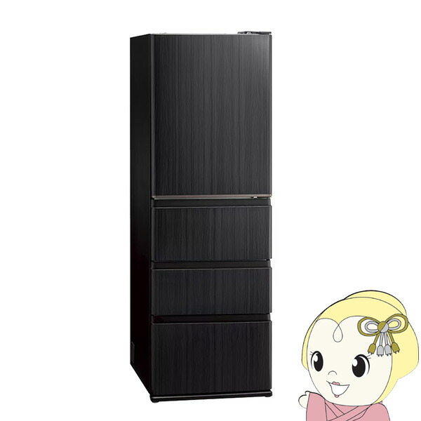 【ｴﾝﾄﾘｰで当店全品最大P5倍 7/19 20時～7/26 1:59迄】[予約 約1週間以降]冷蔵庫【設置込】AQUA アクア 433L 右開き 4ドア 幅59.5cm 大容量冷凍室 ウッドブラック AQR-V43A-K ぎおん【KK9N0D18P】｜ぎおん店