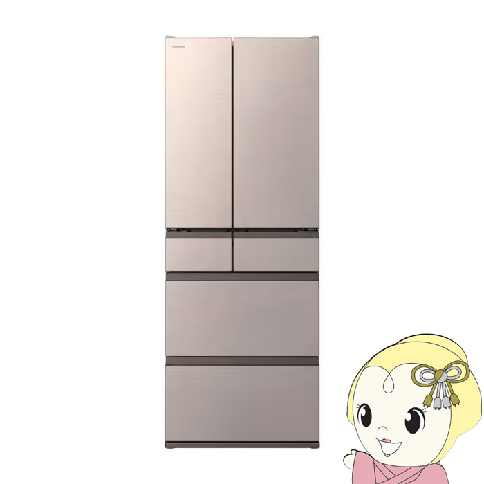 【ｴﾝﾄﾘｰで当店全品最大P5倍 7/19 20時～7/26 1:59迄】[予約 約1週間以降]冷蔵庫 【標準設置費込】 日立 HITACHI 617L 6ドア ライトゴールド R-HWC62Y-N【KK9N0D18P】｜ぎおん店 164,000円
