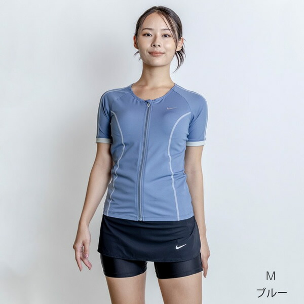 【在庫限り】フィットネス水着 レディース 体型カバー セパレート 上下セット めくれ防止 ブルー ナイキ 水着 NIKE 2993154 女性用 骨格ストレート 水泳 Mサイズ【KK9N0D18P】
