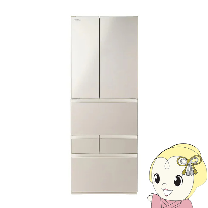 冷蔵庫【標準設置費込】東芝 TOSHIBA 551L 6ドア サテンゴールド GR-A550FH-EC【KK9N0D18P】｜ぎおん店 111,000円