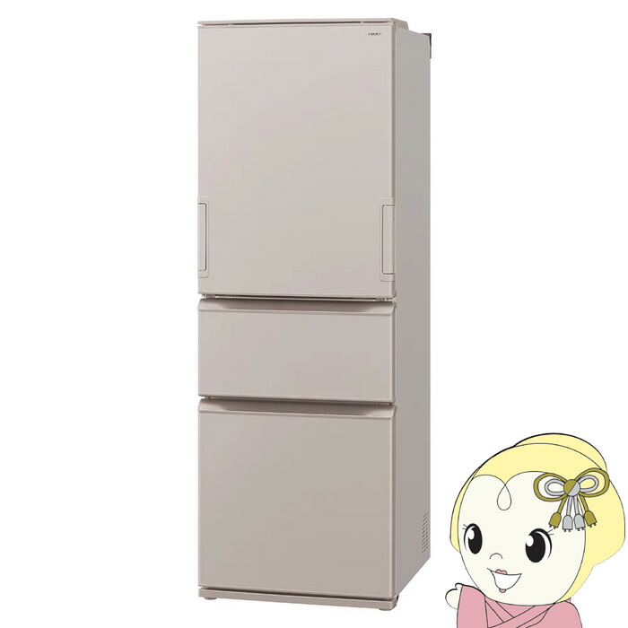 電気冷蔵庫【標準尺度築き上げる費込】SHARP 小ざかしい 374L 3部屋の入り口 どっちも部屋の入り口 引っ敷きベージュ SJ-X374R-N【KK9N0D18P】