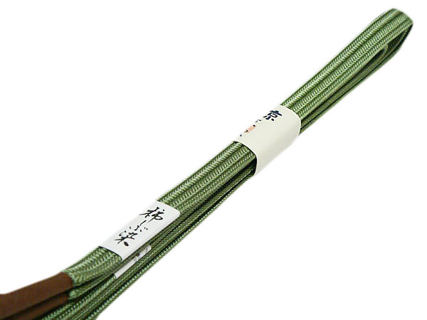 帯締め 正絹 平組帯締め 柿渋染め 帯〆 柿しぶ染め 京組紐 柿渋 新品 日本製 メール便可 灰緑色 6 帯留 訪問着 色無地 小紋 紬 おしゃれ着【メール便 送料無料】|ギャラリー華藍