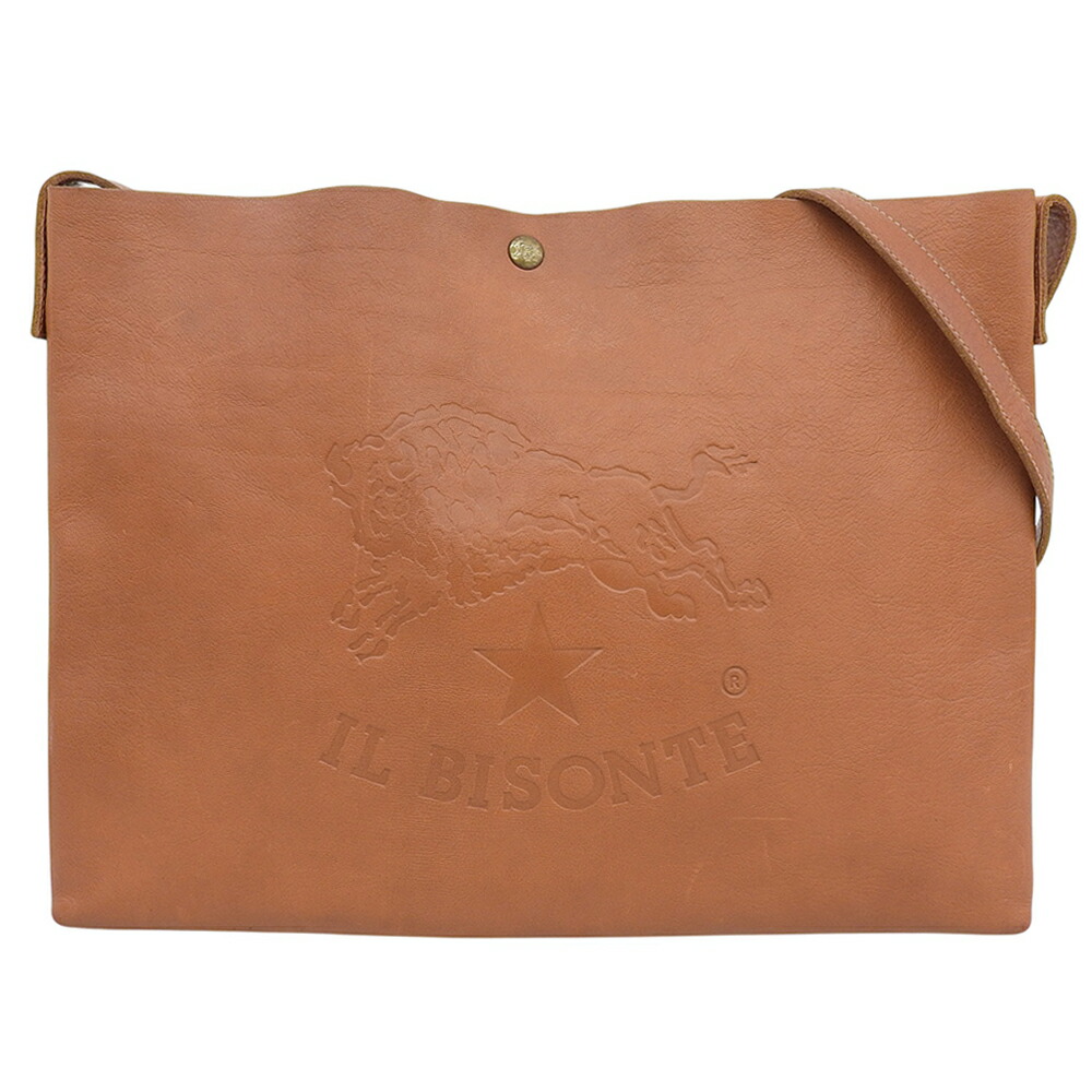 新着【中古】 超美品 イルビゾンテ IL BISONTE 現行 54162305411 ヤケヌメ レザー ショルダー バッグ クロスボディバッグ 茶 ブラウン 定価50600円