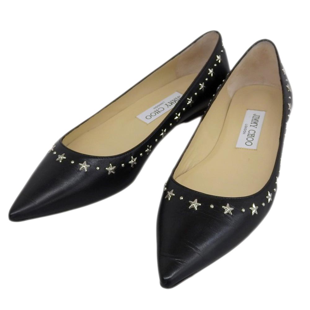 【楽天市場】【中古】 箱付美品 ジミーチュウ JIMMY CHOO ALINA スタースタッズ カーフレザー バレエ フラット パンプス 37 ...