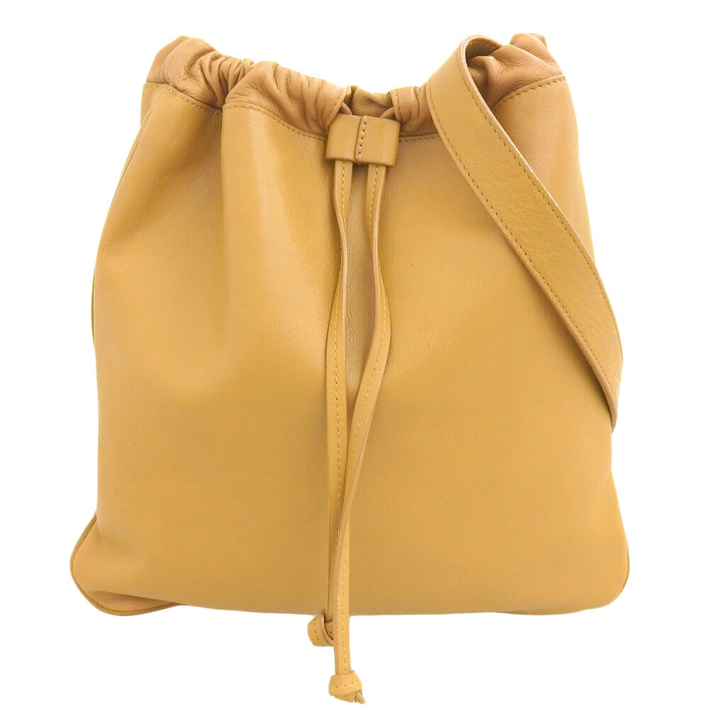 ◆SALE◆　■中古■　A.P.C アーペーセー 巾着 ショルダー バッグ カーフ レザー ブラウン 茶 【145728】 A.P.C - ◇SALE◇ □中古□ A.P.C アーペーセー 巾着 ショルダー