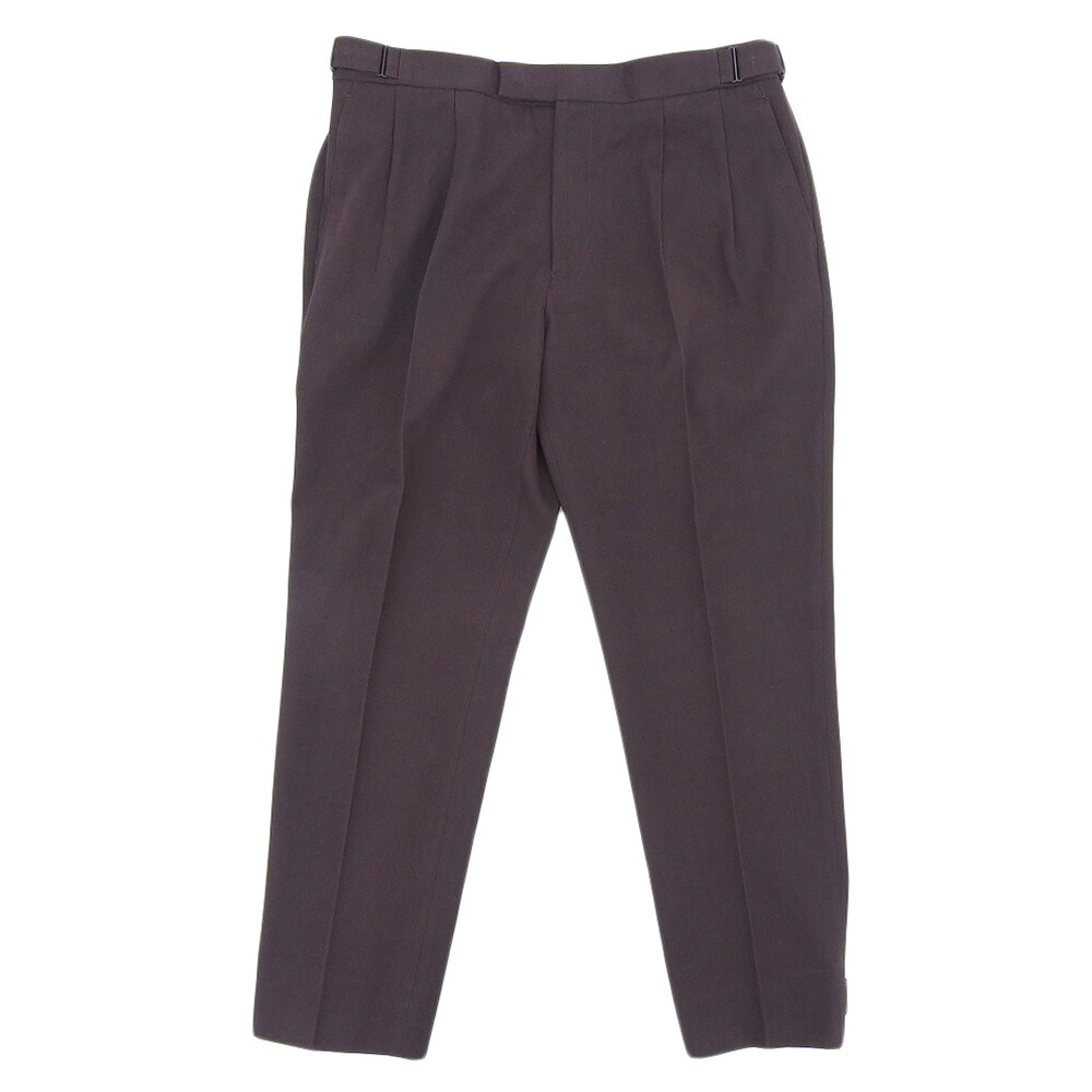 【中古】 超美品 エルメネジルドゼニア Ermenegildo Zegna 現行販売商品 UCI04A6 コットン&ウール混紡 ダブルタック パンツ 54 定価198000円 ほぼ未使用 バーガンディ