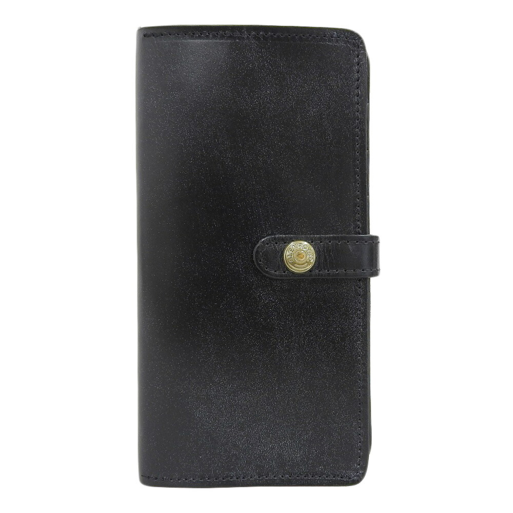 【中古】 未使用 グレンロイヤル GLENROYAL 現行品 03-6178 ブライドルレザー ウォレット フラップ付長財布 二つ折り長財布 黒 小銭 男女兼 定価57200円