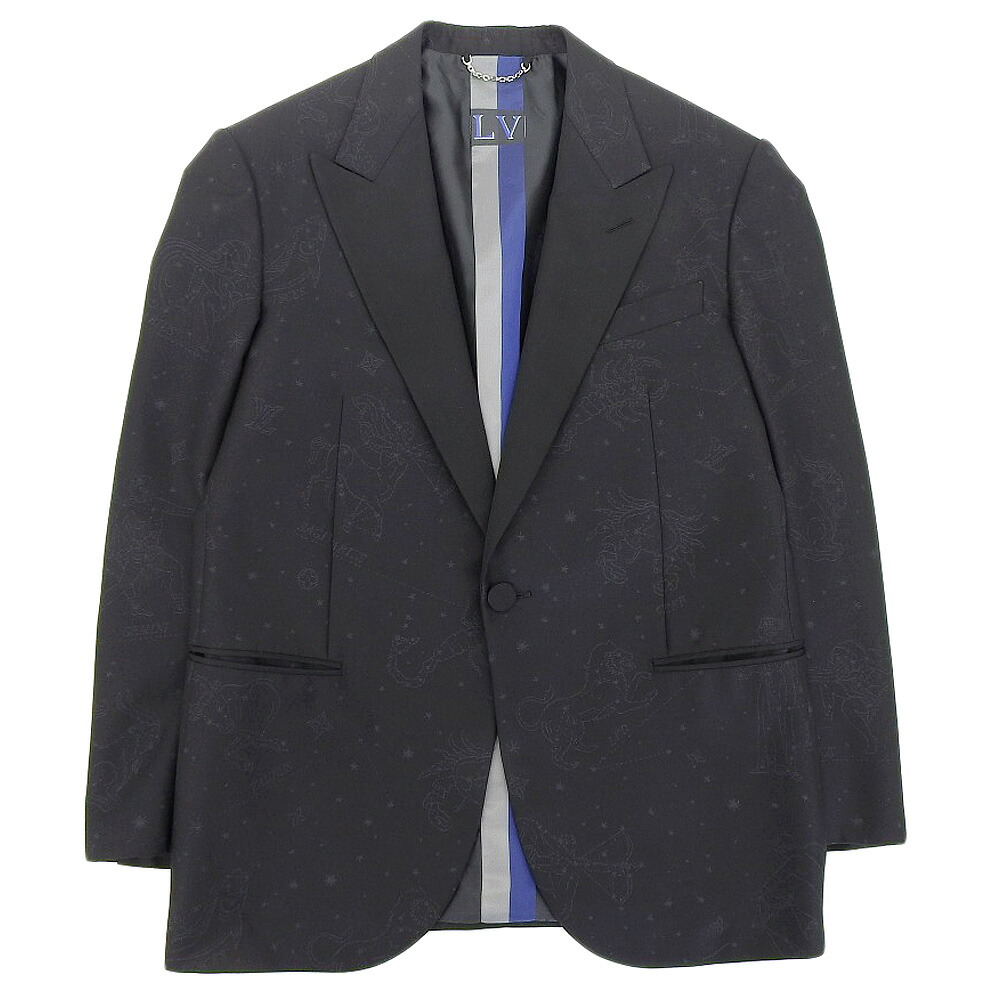 【中古】 超美品 ルイヴィトン LOUIS VUITTON 2019年商品 HGCD3E LV モノグラム ウール シルク 12星座 ドレス テーラード ジャケット 50 M 1B メンズ ほぼ未使用