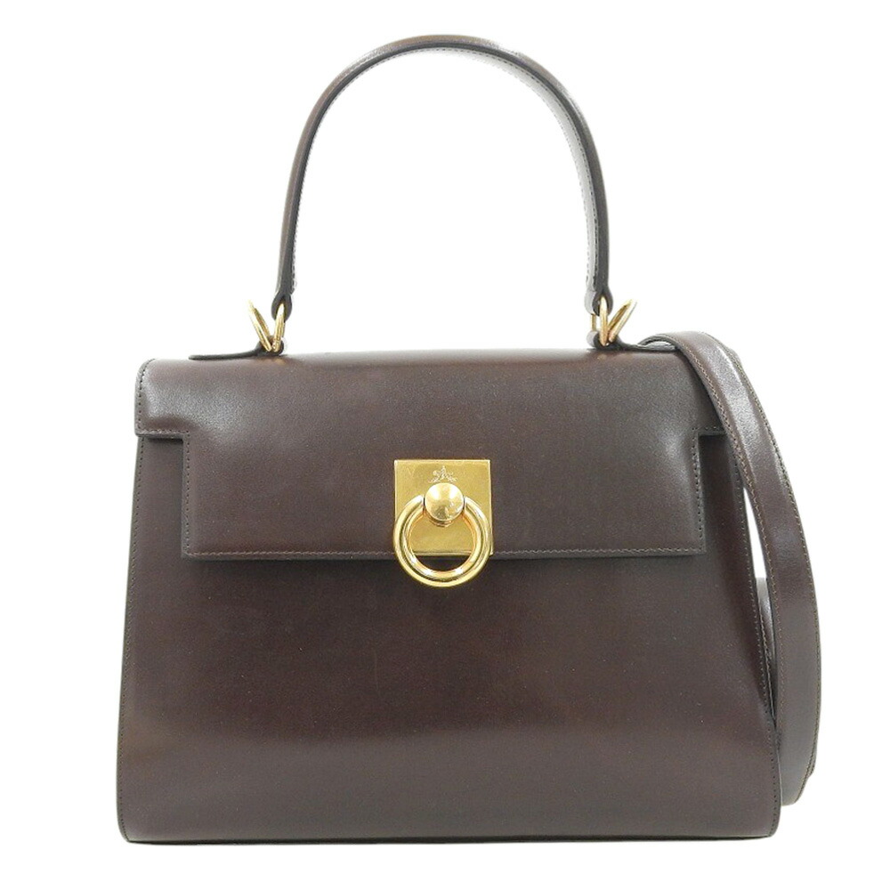 【中古】 美品 タニノクリスチー TANINO CRISCI レアアイテム ターンロック金具 ボックスカーフ トップハンドル 2way ショルダーバッグ