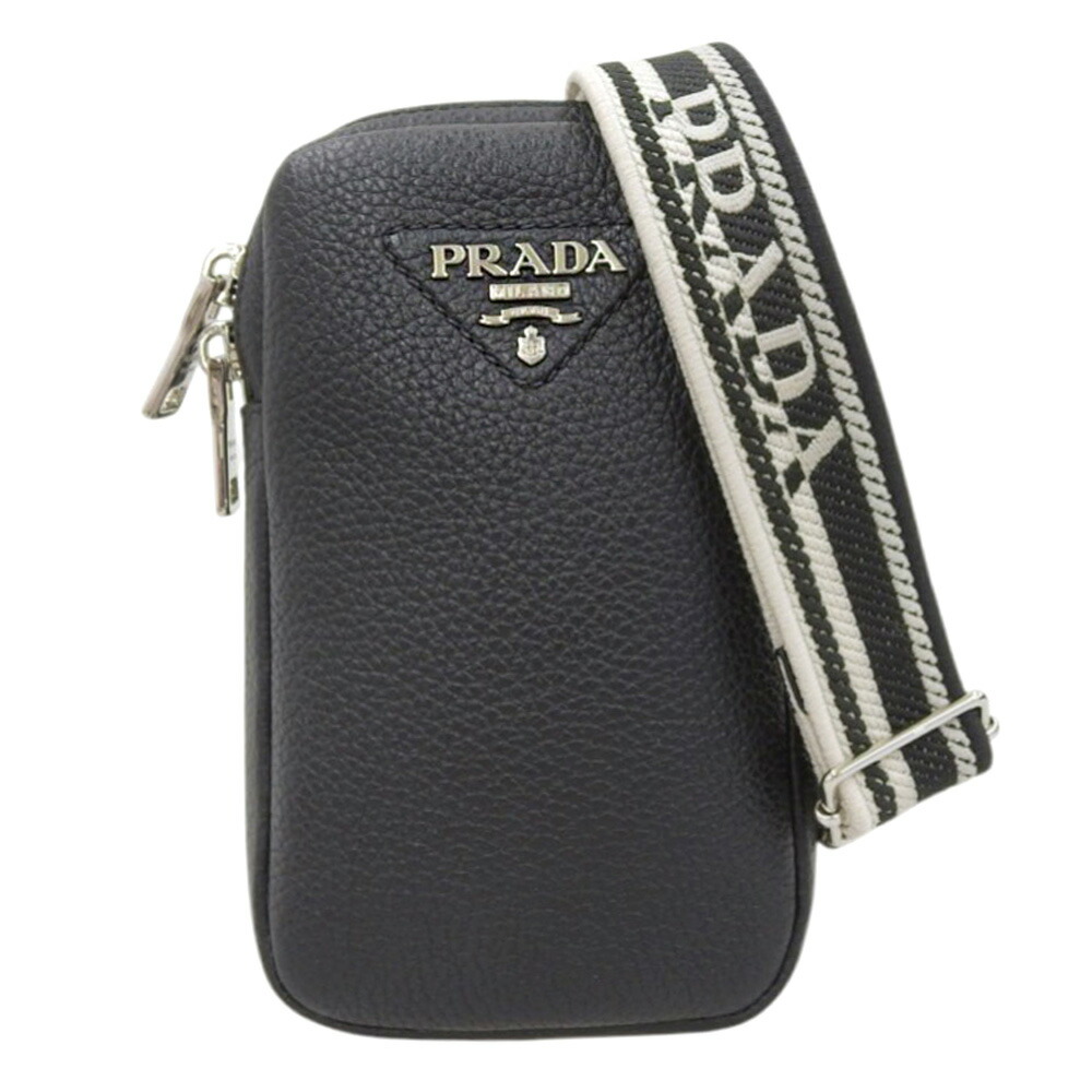PRADA 「プラダ ソフトサウンド」スモールショルダーバッグ PRADA チャーム付 ソフトサウンド スモール レザー ショルダー