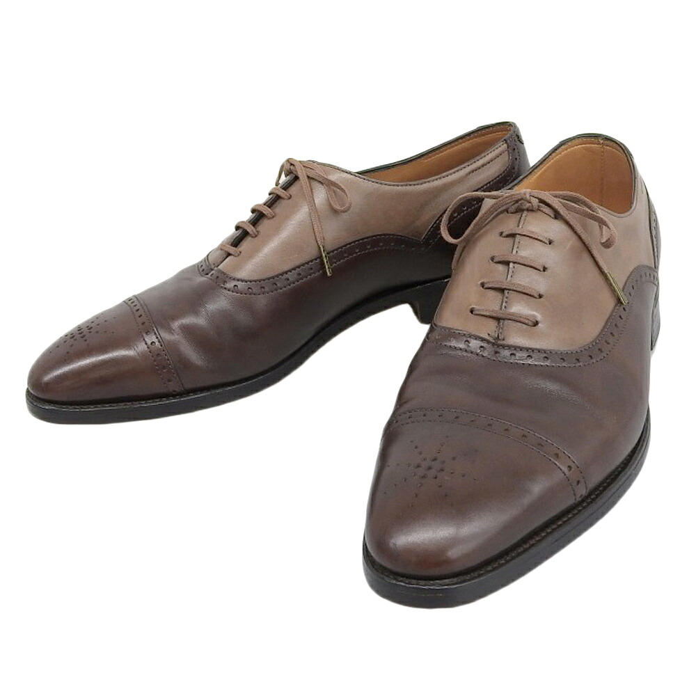 【中古】 美品 ジョンロブ John Lobb 現行ロゴ TOWCESTER トゥチェスター ミュージアムカーフ バイカラー セミブローグ シューズ 7 1/2 26cm